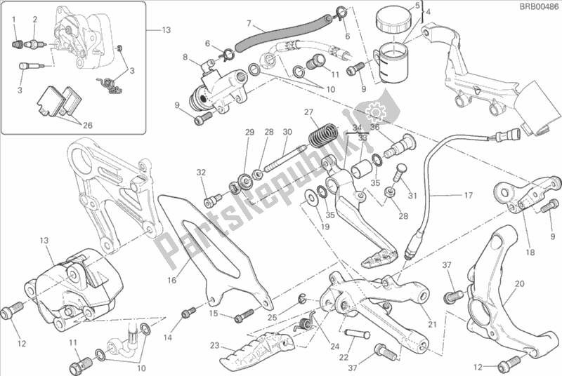 Wszystkie części do Freno Posteriore Ducati Superbike 899 Panigale ABS USA 2015